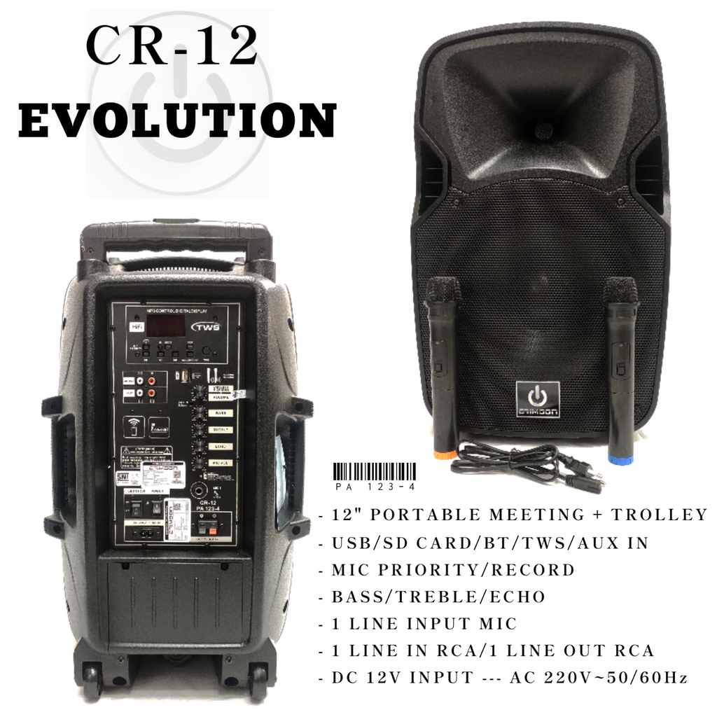 speaker aktif crimson evolurion cr-12 cr12 cr 12 12in wireless Bluetooth
