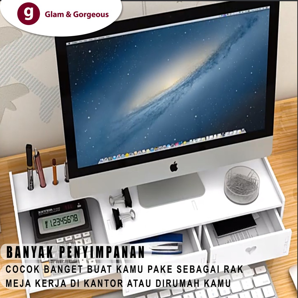 Meja Laptop Portable Rak Minimalis Kayu Dekstop Penyimpanan DC022