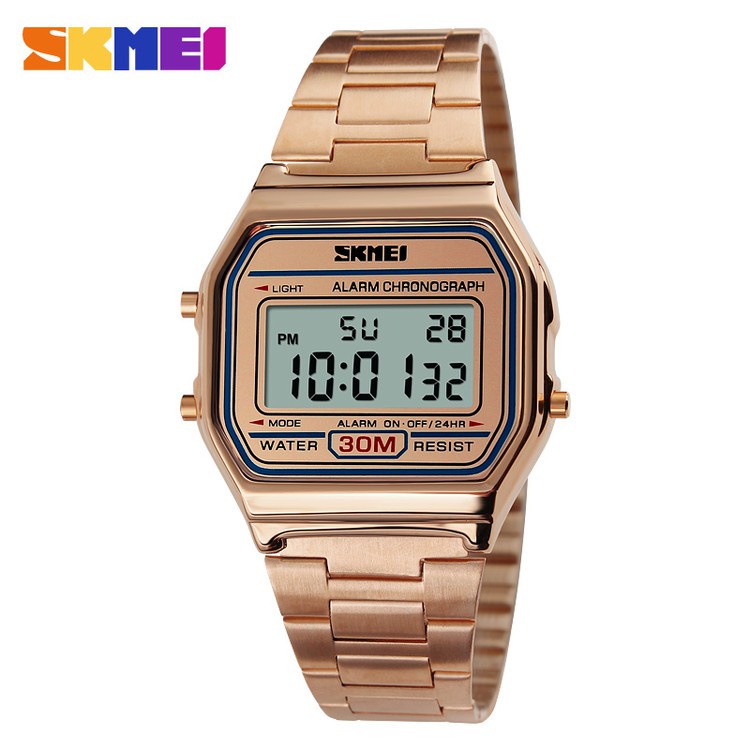 SKMEI 1123 Jam Tangan Wanita Digital Tali Rantai Stainless Terbaru