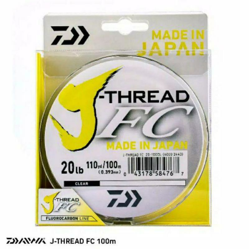 Senar Leader Daiwa J-THREAD FC 100m | 100% Fluoro Carbon | Sambung PE | Pilih Ukuran