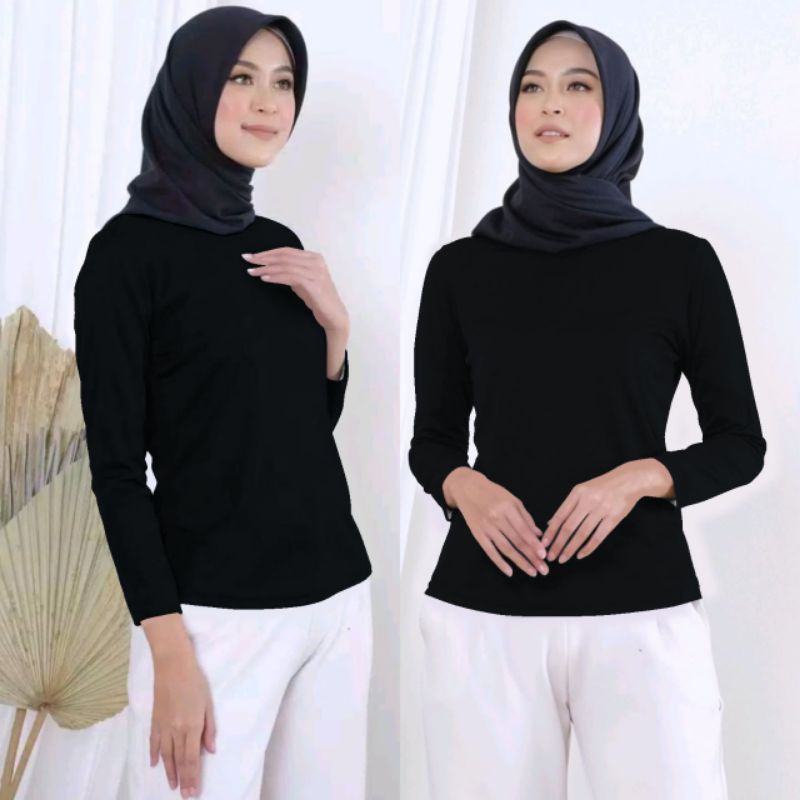 kaos manset wanita lengan panjang turtle neck/kaos dalaman polos lengan panjang/bisa COD