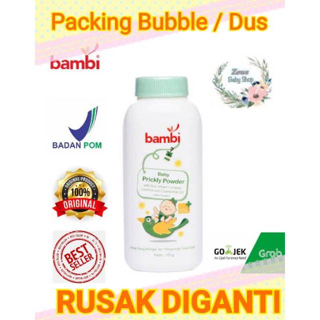 Bambi Baby Prickly Heat 100gr / bedak tabur bayi 100 gram with portulaca extract