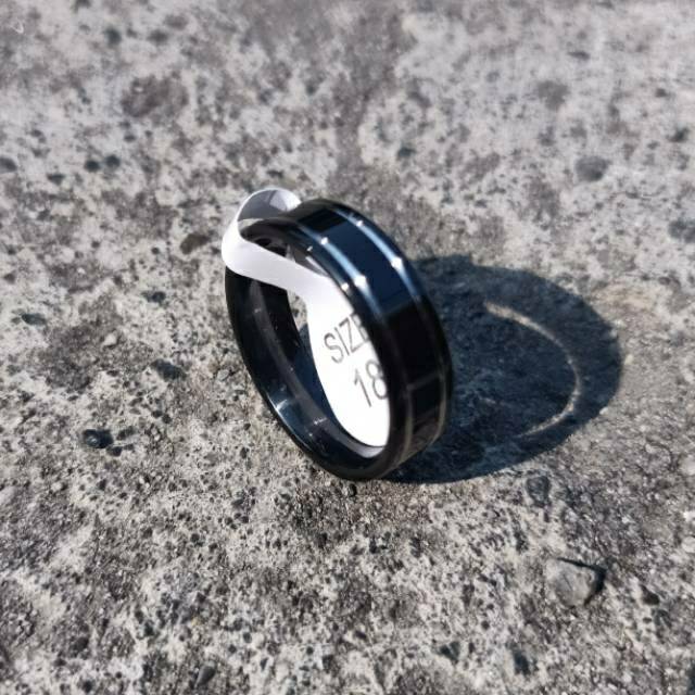 Cincin couple Hitam Titanium Stainless steel 2list dalam anti karat selamanya Fashion Ring