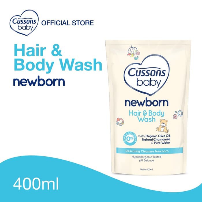 CUSSONS BABY NEWBORN HAIR &amp; BODY WASH - Pouch 400ml [Refill]