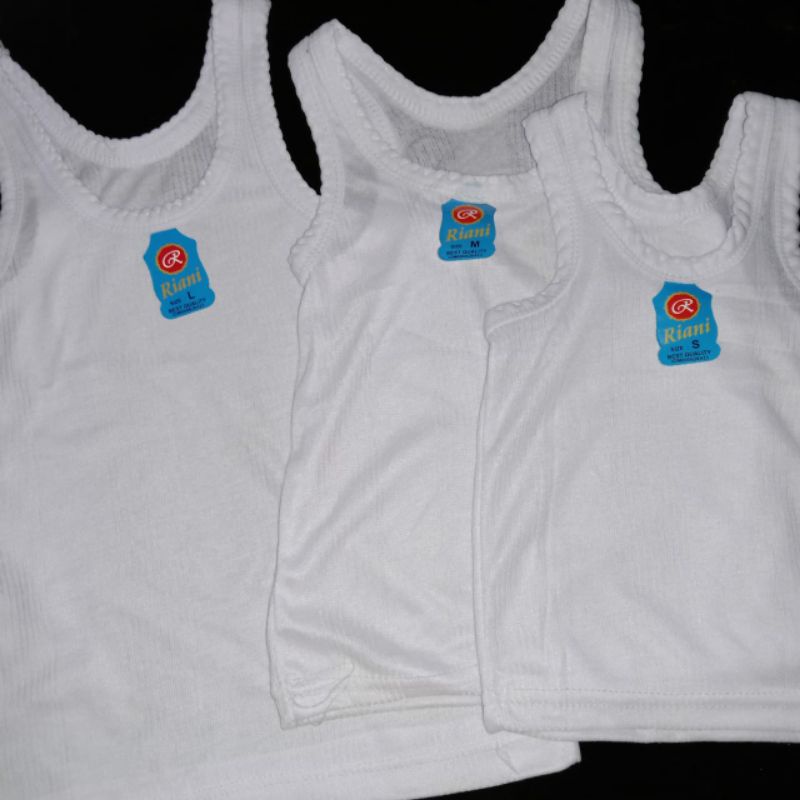 (S M L XL 3L) (6 pcs &amp;12 pcs) Grosir singlet polos anak murah/ kaos dalam anak polosan murah warna putih