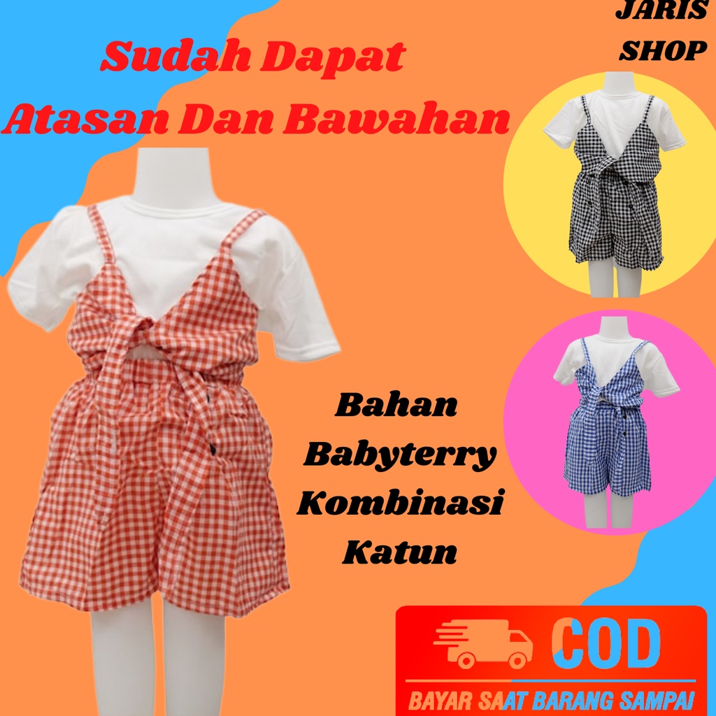 One Set Baju Anak Perempuan Import Korea Setelan Anak Cewek 3 Tahun 4 Thn Kecil Kekinian Terbaru