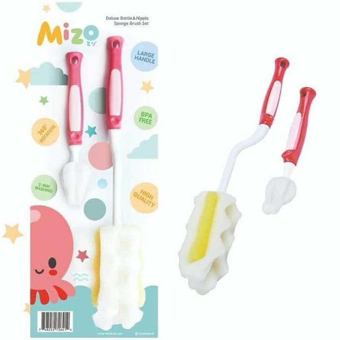 Mizo Deluxe Bottle &amp; Nipple Sponge Brush / Mizo Nylon Brush / Mizo Straw Brush / Sikat Botol Bayi / Sikat Sedotan / Sikat Dot / sikat botol susu