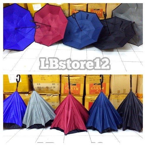 Kazbrella Payung Terbalik Gagang C / Reverse Umbrella / Payung Modern