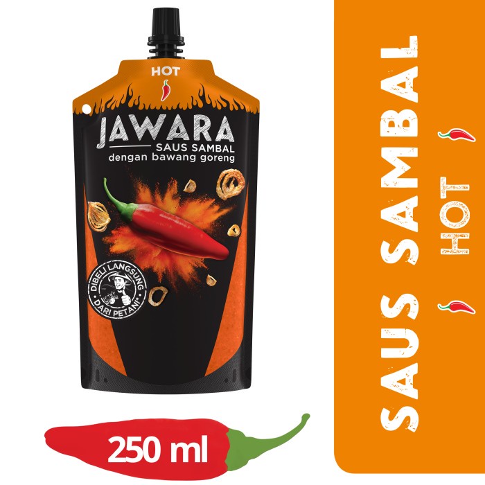 

sambal-aneka- jawara saus hot pouch 250ml -aneka-sambal.