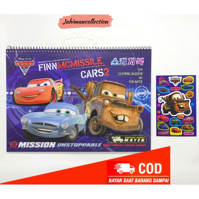 

✨ BISA COD ✨ buku gambar tebal sketchbook cars disney plus stiker