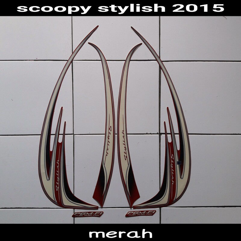 stiker motor scoopy stylish 2015 merah