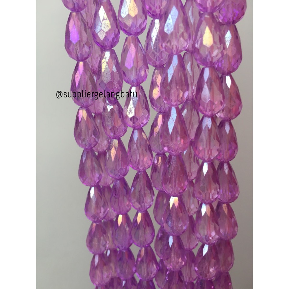 kristal Tetes ceko 15mm x 10mm PURPLE UNGU bahan gelang kalung PREMIUM aksesoris grosir bahan craft