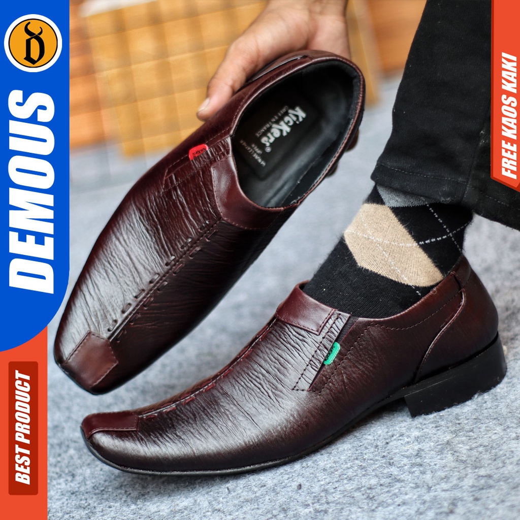 Sepatu Pantofel Pria Sepatu Formal Pria Kulit Asli Slop Sepatu Pantopel Hitam Kerja Kantor DEMOUS PALITA