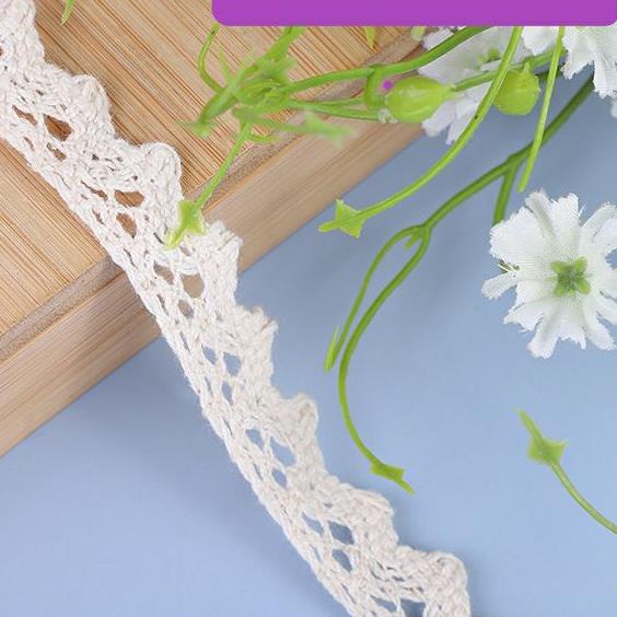 ◙ per rol 15 yard,renda rajut warna krem lebar 1.5cm ⅎ