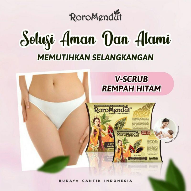 Roro Mendut V-Scrub Lulur Pemutih Bokong Dan Selangkangan Mini Size 20gr Pencerah Pantat Bpom Ampuh