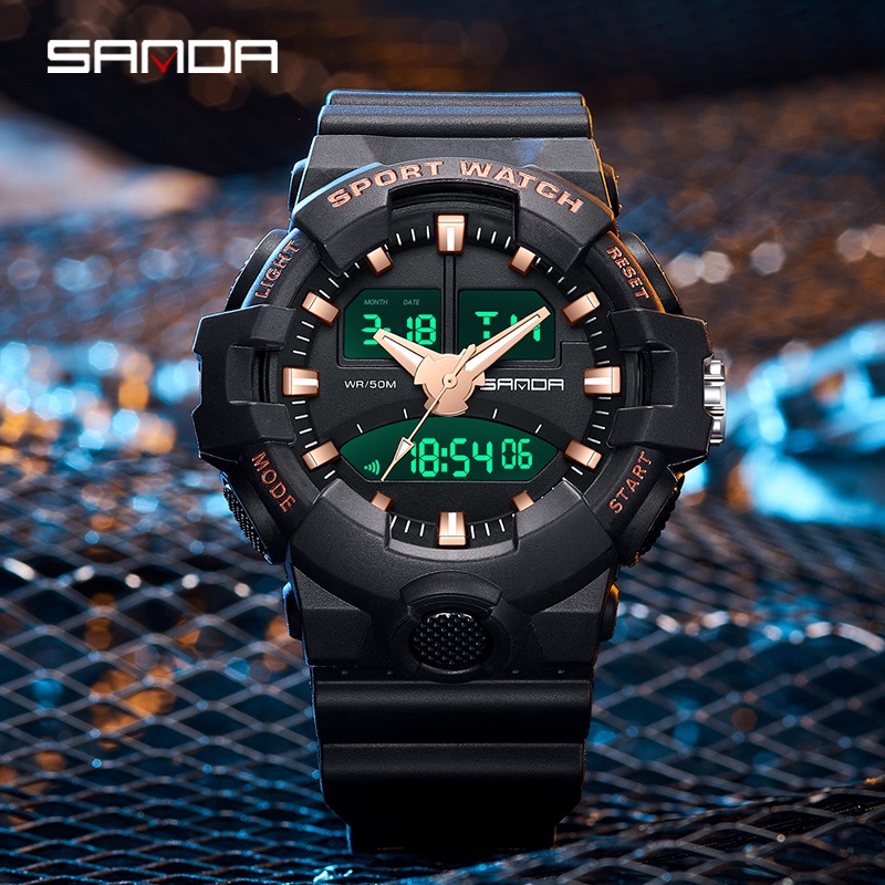 SANDA 3130 Jam Tangan Pria Wanita Digital Analog Tali Rubber Shockproof Anti Air WATCHKITE WKOS