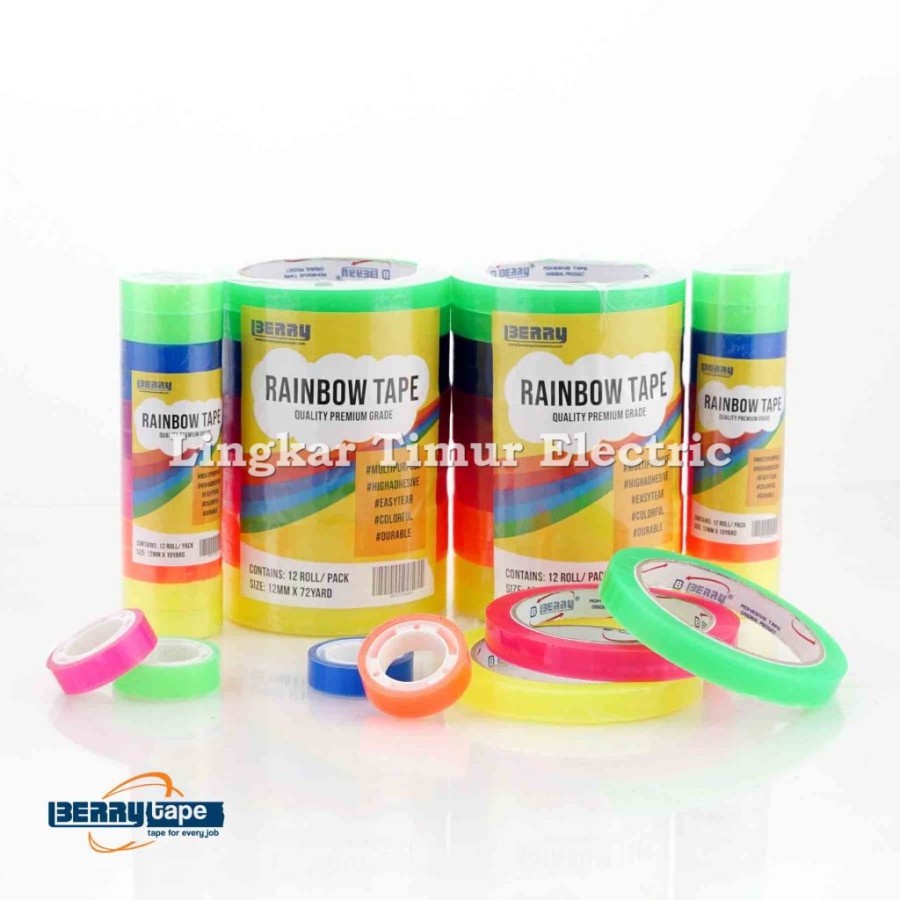 

Stationary Rainbow Tape Berry 24mm x 72 Yard Selotip Warna Warni 6pcs