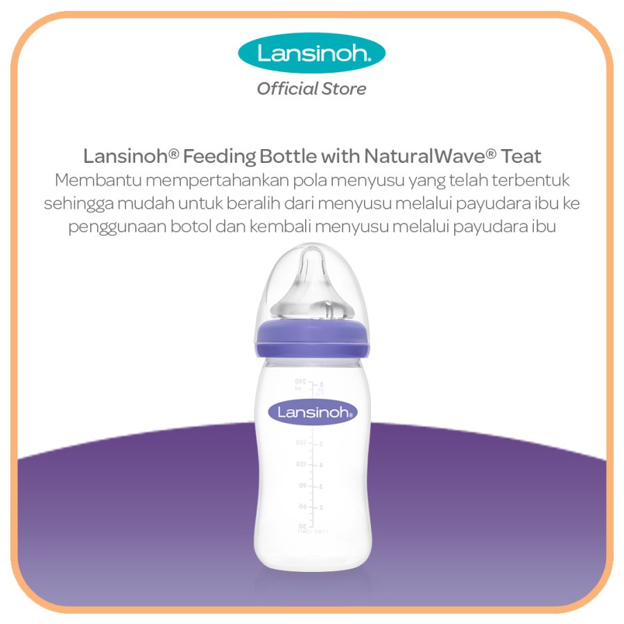 Lansinoh Feeding Bottle With NaturalWave Teat / Botol Susu