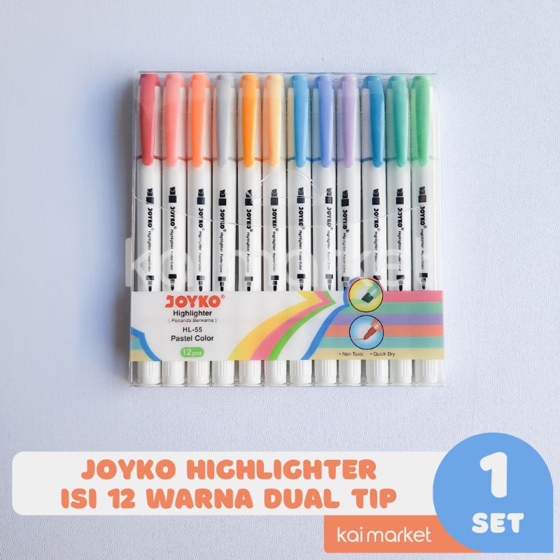 

Highlighter Pen Penanda Berwarna Set 12 Warna Joyko HL-55
