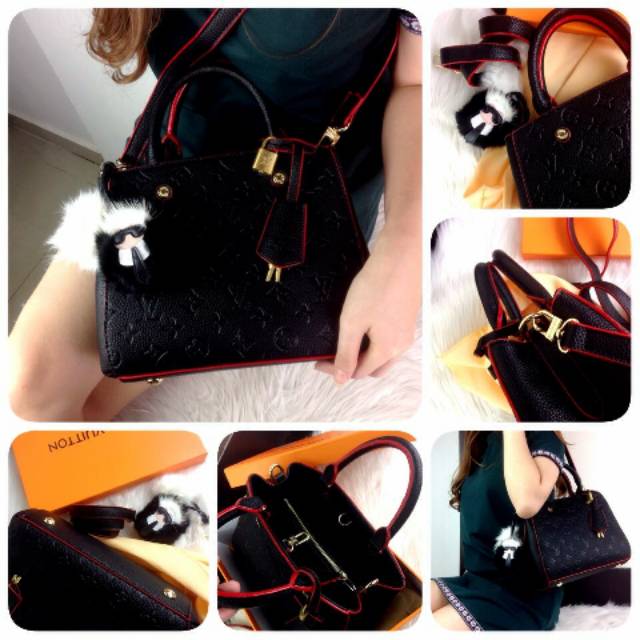 Ready Stock New Arrival LOUIS VUITTON Montaigne Empreinte in Marine Rouge Leather BB Bag SS18 with