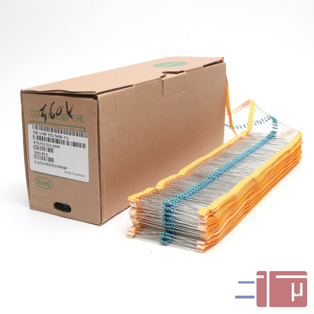 x10 Resistor 560K 1/4W Metal Film 1% Taiwan Kaki Tembaga