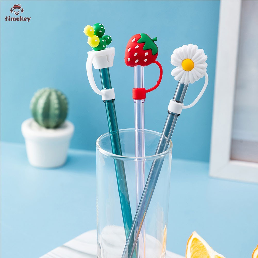 【TK】Cute Cartoon Straw Silicone Plug Resuable Anti-Dust Cap for Straws Glass Straw Stainless Steel Staw Tips Bottle Accessories