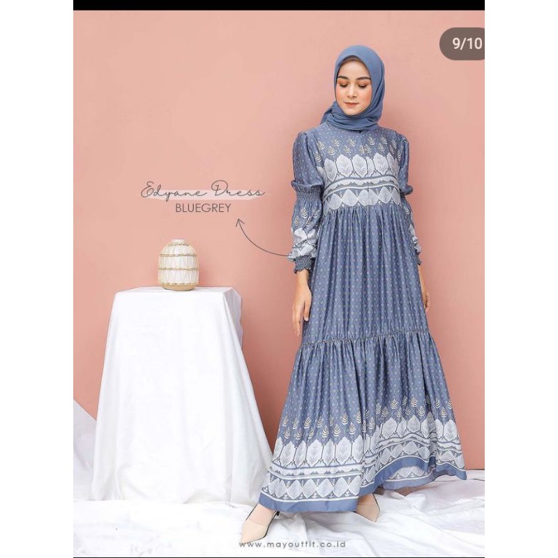 Edyane dress READY Bluegrey & smoke
