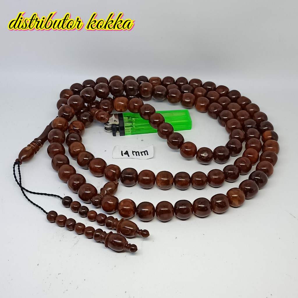 ( SUPER MURAH ) Tasbih Kokka kaukah jumbo 99 bulat bulir 14 mm coklat