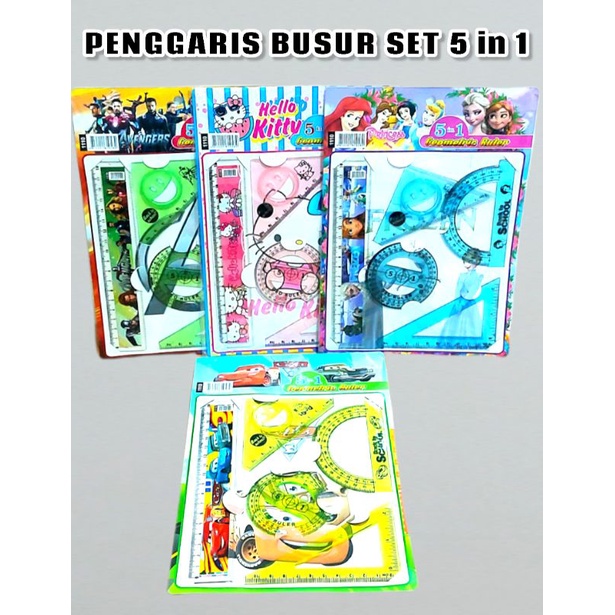 

Penggaris siku busur set 5 in 1 Karakter Fancy Geometric Ruler