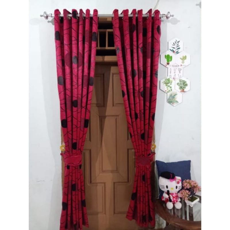 Gorden blackout import merah maroon Gorden terbaru Gorden murah Gorden motif glossy Gorden jendela p