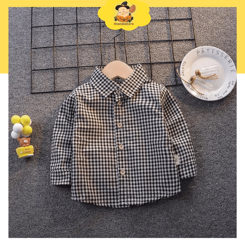 ANANAKSTORE- Atasan kemeja anak anak 0-5 Tahun baju baby impor premium/ Motif Kotak Mini baju anak lucu premium