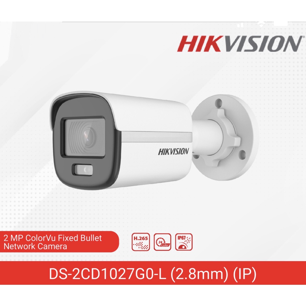 IP CAMERA HIKVISION COLORVU 2MP OUTDOOR DS-2CD1027G0-L