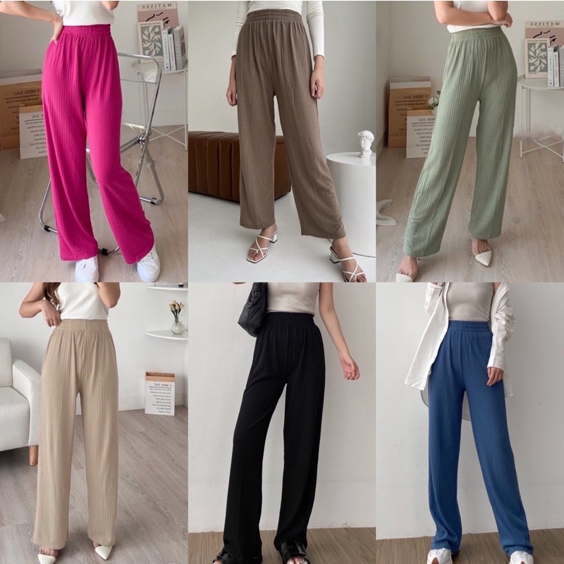 YOONA Celana Kulot Knit Keira Premium Long Pants - Kulot Knit - Knit Pants