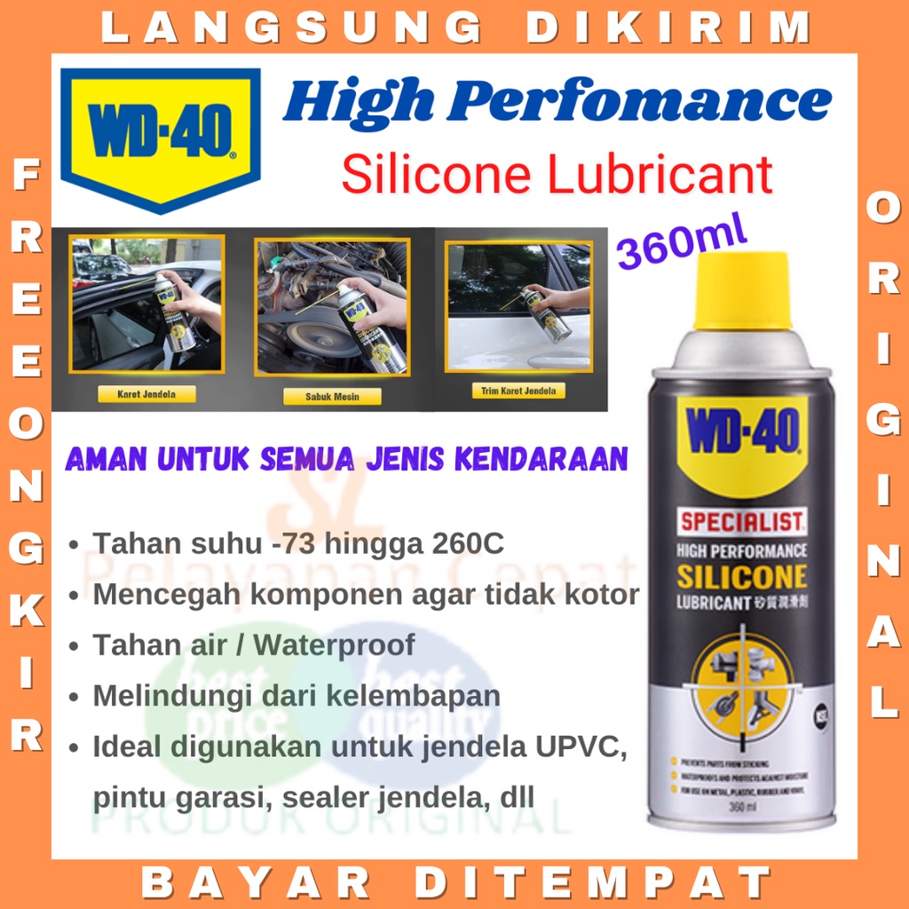 WD40 High Performance Silicone Lubricant Mencegah Karat Mobil Motor Power Window Karet Jendela