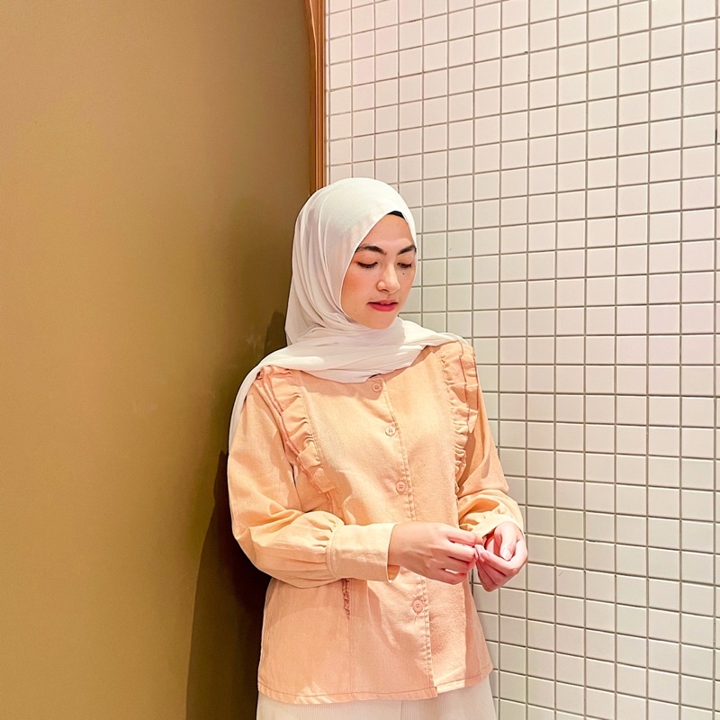 Sena Top, kemeja linen premium, kemeja linen, blouse linen, blouse wanita
