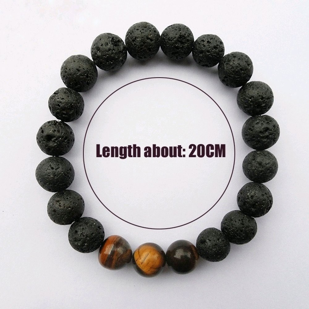 GELANG NATURAL BATU LAVA STONE GOLD TIGER EYE BRACELET UNISEX