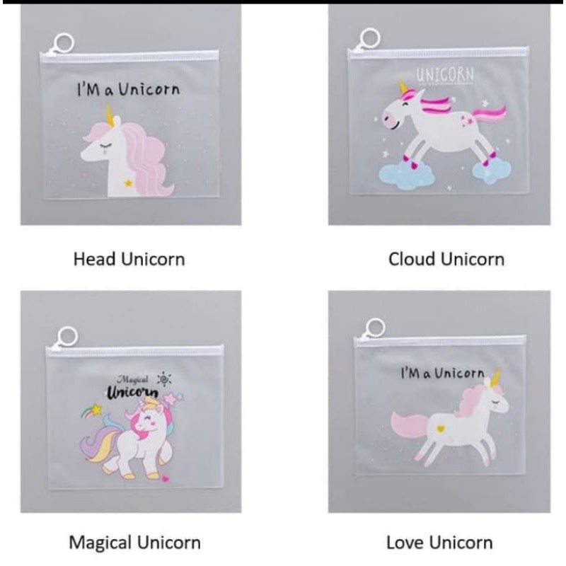 

Tempat Pensil Transparan Unicorn / Map File Unicorn / Zipper Bag