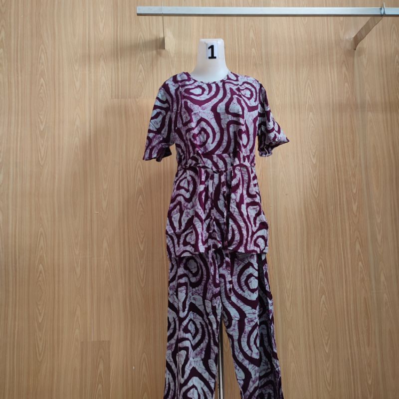 BATIK HUZA model Setelan Celana Panjang Elyza, Setcel cantik kekinian, setcel batik premium pekalong