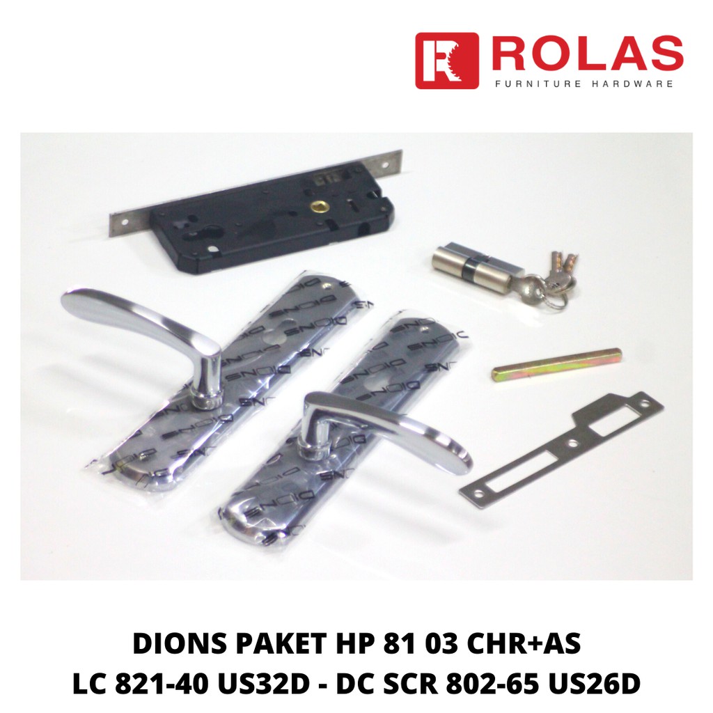 HANDLE DIONS PAKET HP 81 03 CHR+AS LC 821-40 US32D - DC SCR 802-65 US26D / / HANDLE PAKET SOLID