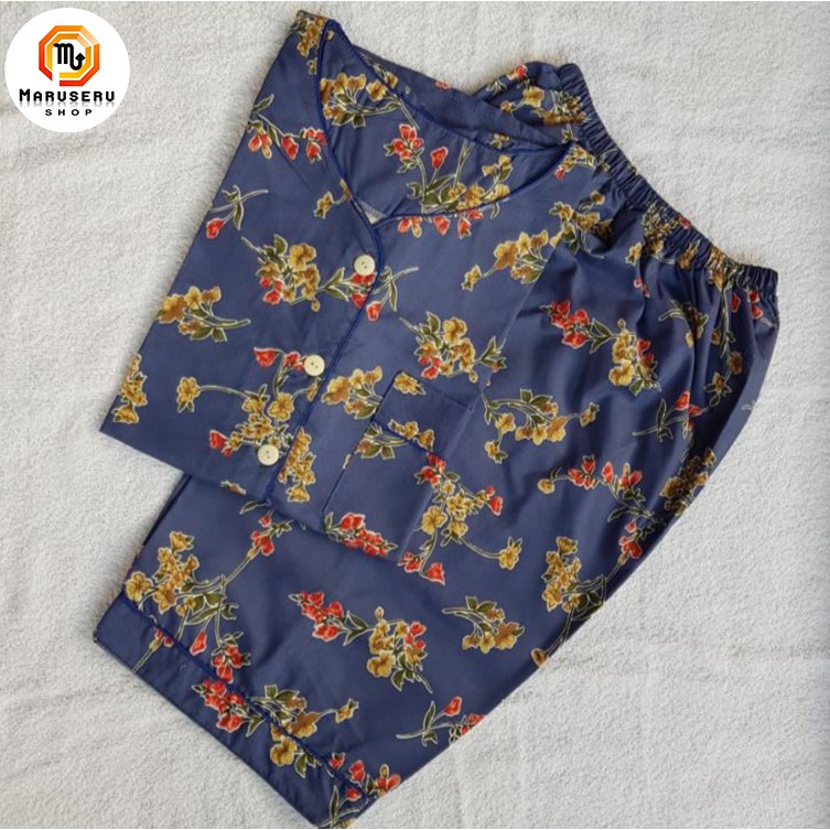SHORT SLEEVE PIYAMA FLOWER RAYON SET - DAILY SET WANITA MOTIF LENGAN PENDEK - HOMEY WEAR MURAH BARU