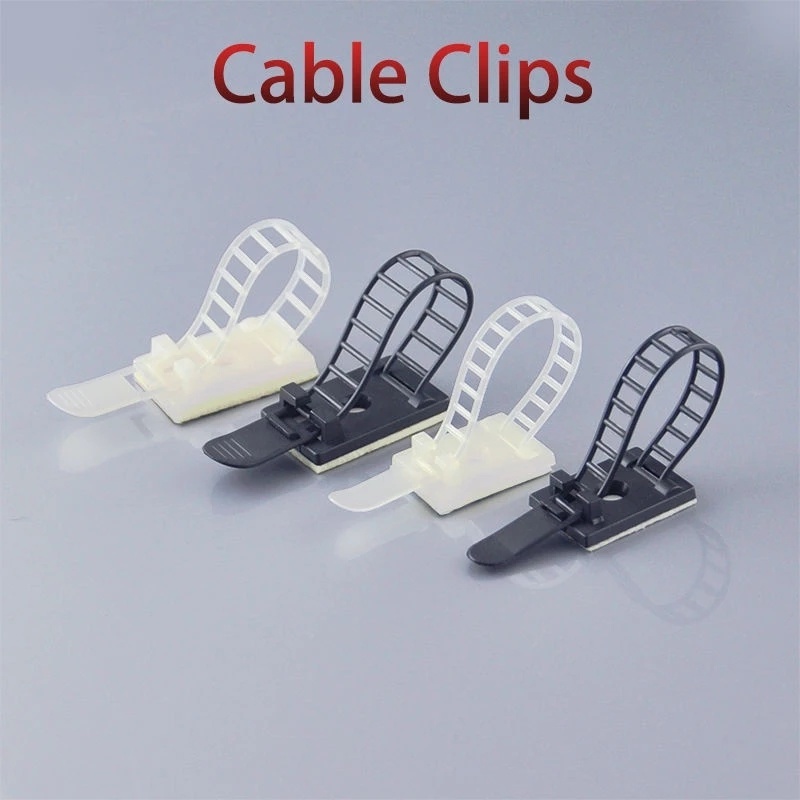 Klip Holder Kabel Adjustable Dengan Perekat Untuk Rumah / Kantor