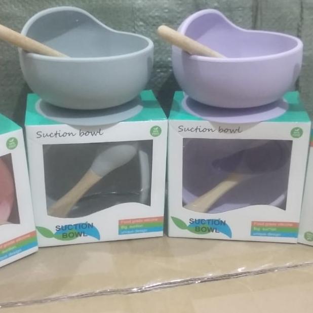 Mangkok Silicone Suction Baby Free Sendok Mangkok Makan Suction Bayi