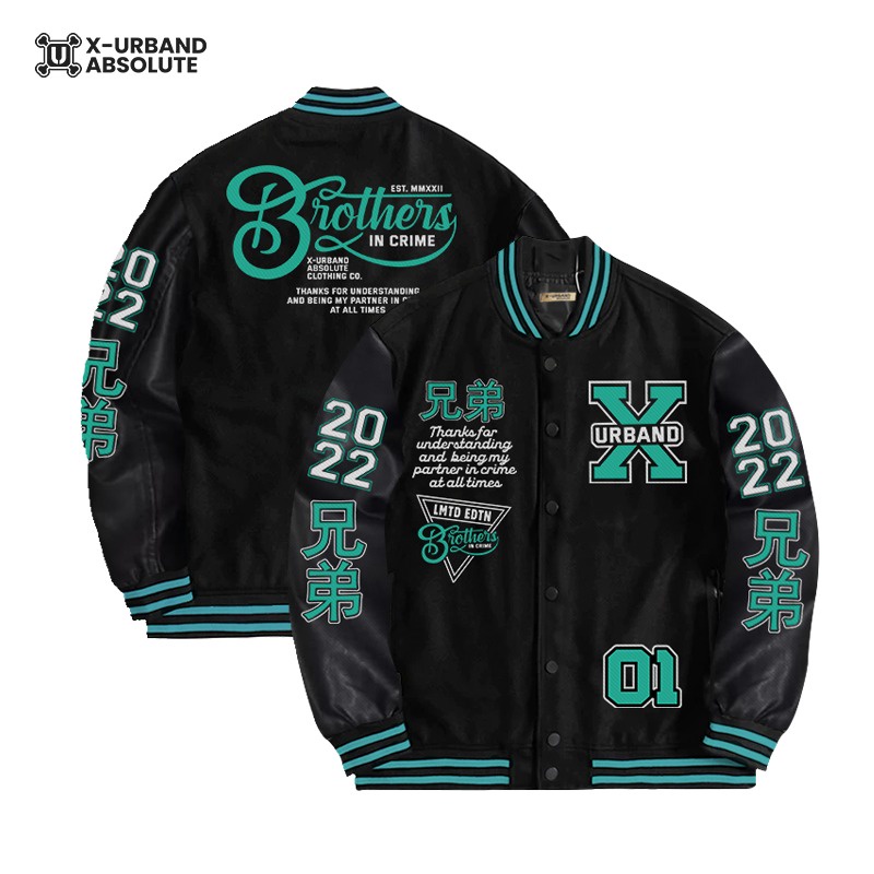 Jaket Varsity Brother In Crime green Bordir X Urband A283