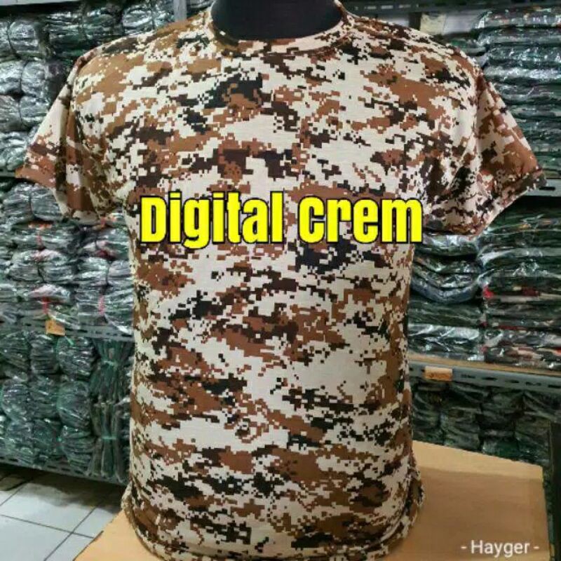 BP Kaos loreng lengan pendek di gital crem