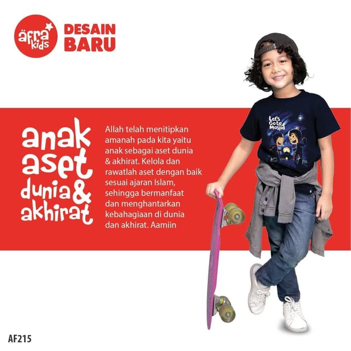 Kaos Anak Afrakids AF215 &quot;Let's Go To Masjid&quot; Lengan Pendek