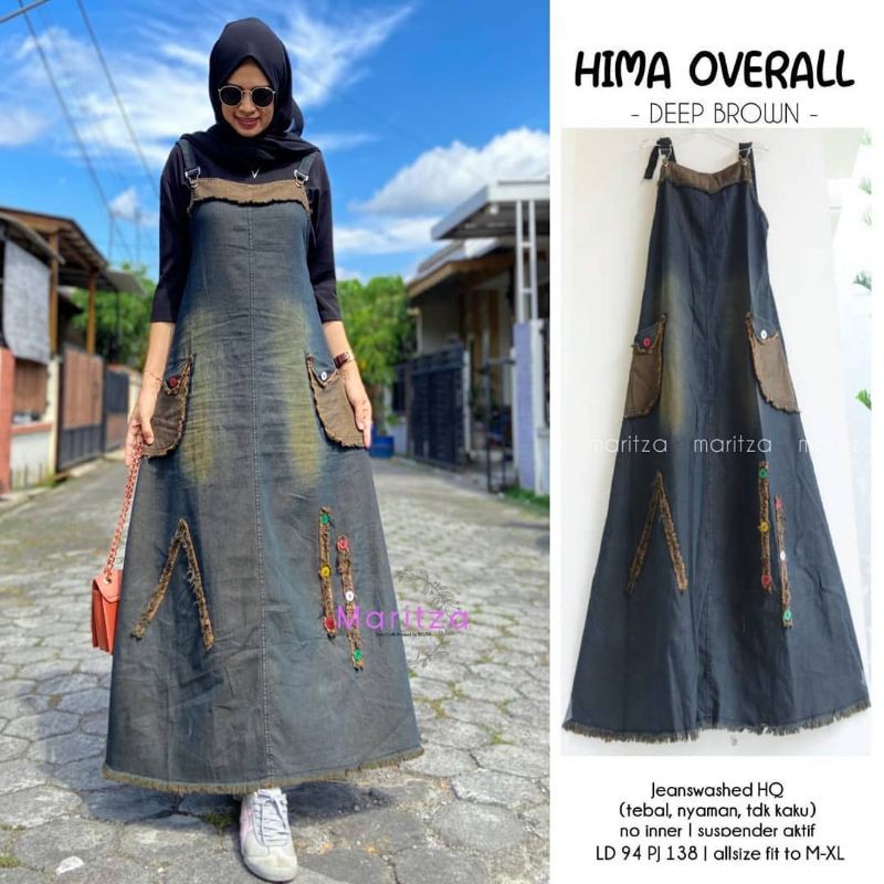 HIMA OVERALL | Overal Jeans Wanita HQ Fit M-XL | Baju Kodok Jeans Wanita Kekinian