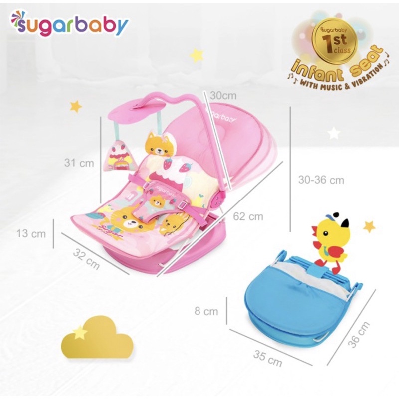 Sugar baby 1st Class Infant Seat -Kursi musik dan getar bayi - Kursi lipat bayi/Bouncer