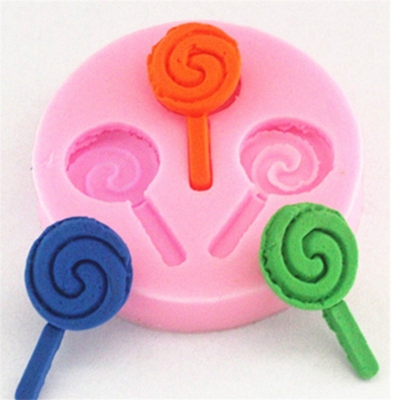 Mini Cute Lollipop Design Silicone Fondant Mould 3D Sweet Candy Chocolate Mold DIY Party Cake Biscuit Baking Tool