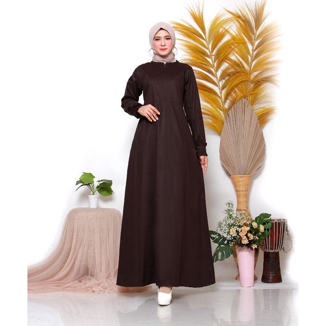 Gamis Katun Jepang Premium Ori Cantik Murah Gamis Polos Terbaru Model Syakila  M L XL Jumbo