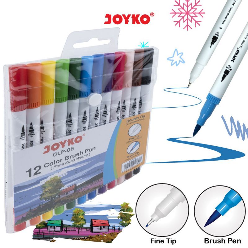 Brush pen pena kuas spidol joyko 12 warna